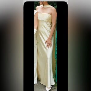 Runaway the Label Yellow Satin Maxi Dress